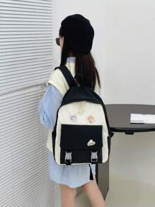 Chicas Mochila funcional con diseño de dibujos animados - Negro - Ver 1