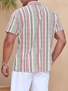 Manfinity RSRT Men Plus Striped & Geo Print Shirt - Multicolor - View 2