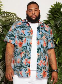 Manfinity RSRT Hombres Camisa con estampado tropical sin camiseta - Multicolor - Ver 1