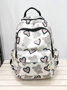 Chicas Mochila de capacidad grande con estampado de corazón - Multicolor - Ver 1