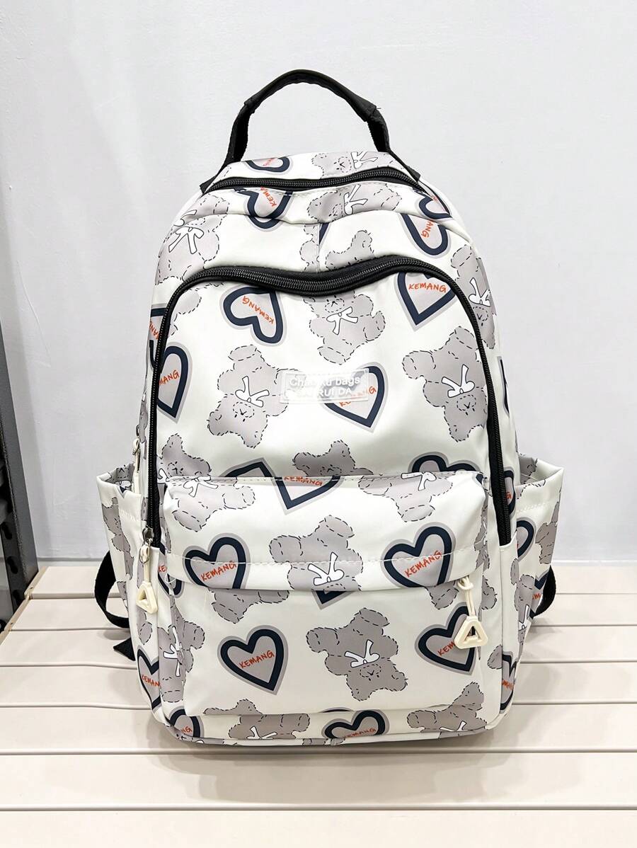 Chicas Mochila de capacidad grande con estampado de corazón - Multicolor - Ver 1