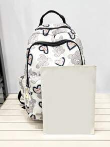 Chicas Mochila de capacidad grande con estampado de corazón - Multicolor - Ver 3