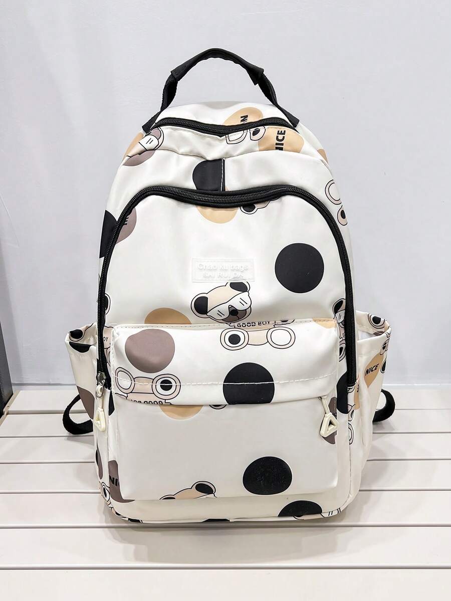 Kids Polka Dot Multi-pocket Backpack - Multicolor - View 1