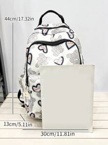 Chicas Mochila de capacidad grande con estampado de corazón - Multicolor - Ver 5