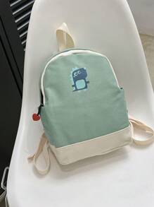 Boys Cartoon Dinosaur Pattern Backpack - Olive Green - View 1