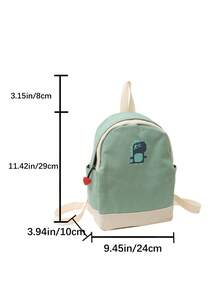 Boys Cartoon Dinosaur Pattern Backpack - Olive Green - View 3