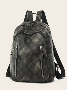 Chicas Mochila funcional con patrón geométrico - Negro - Ver 1