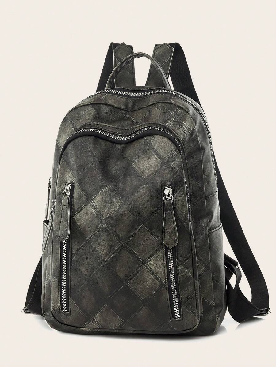 Chicas Mochila funcional con patrón geométrico - Negro - Ver 1