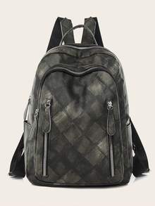 Chicas Mochila funcional con patrón geométrico - Negro - Ver 2