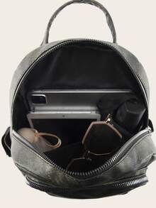 Chicas Mochila funcional con patrón geométrico - Negro - Ver 3