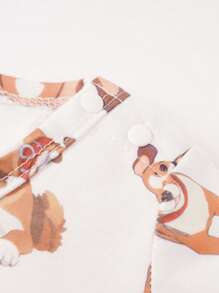 SHEIN Baby Cartoon Graphic Tee & Overall Romper - Multicolor - View 5