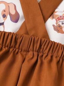 SHEIN Baby Cartoon Graphic Tee & Overall Romper - Multicolor - View 8