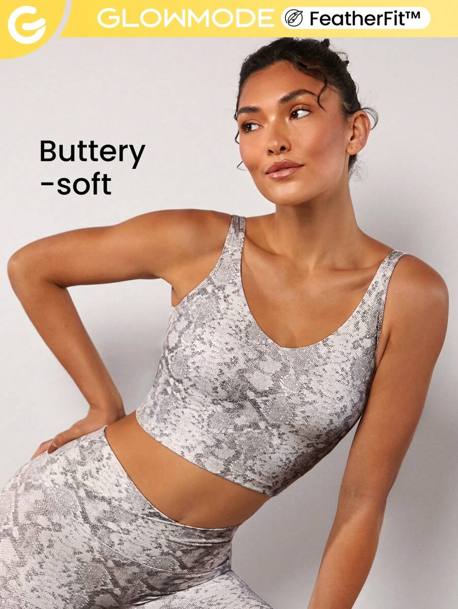 GLOWMODE FeatherFit™ U Back Cropped Active Tank Top Low Impact Yoga Pilates Daily