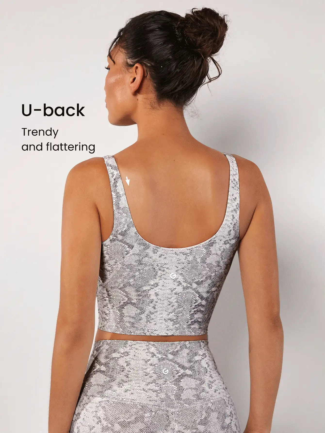 GLOWMODE FeatherFit™ U Back Cropped Active Tank Top Low Impact Yoga Pilates Daily - Silver - View 3