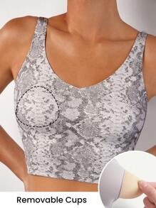 GLOWMODE FeatherFit™ U Back Cropped Active Tank Top Low Impact Yoga Pilates Daily - Silver - View 5