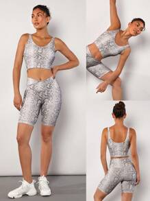 GLOWMODE FeatherFit™ U Back Cropped Active Tank Top Low Impact Yoga Pilates Daily - Silver - View 9