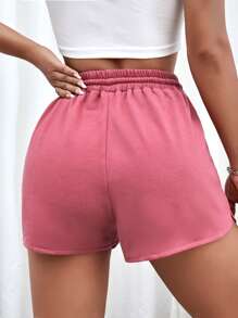 Muchica Drawstring Waist Track Shorts - Pink - View 2