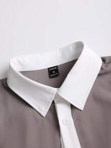 Manfinity RSRT 男士拼接領襯衫和腰部抽繩短褲不帶T恤 - 卡其色 - 查看 5