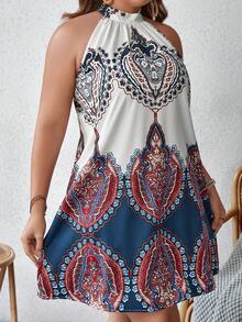 SHEIN VCAY Đầm Plus Size Buộc lại Bộ lạc Boho - Nhiều màu - Xem 5