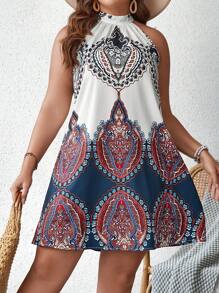 SHEIN VCAY Đầm Plus Size Buộc lại Bộ lạc Boho - Nhiều màu - Xem 6