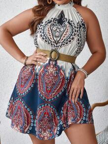 SHEIN VCAY Đầm Plus Size Buộc lại Bộ lạc Boho - Nhiều màu - Xem 1