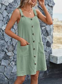 SHEIN JORESS Robe À Fines Brides À Bouton Avec Poche