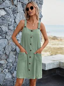 SHEIN JORESS Robe À Fines Brides À Bouton Avec Poche
