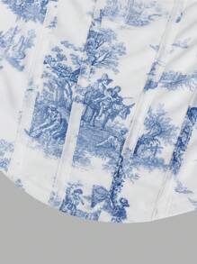 SHEIN Girlism Teen Mädchen T-Shirt mit Figur & Baum Muster, eckigem Ausschnitt,