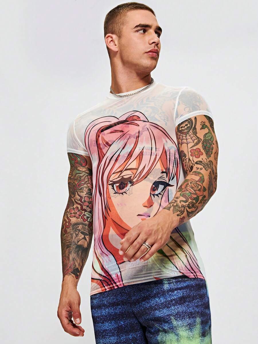 Manfinity RebelGame Men Figure Graphic Tee - White - View 1