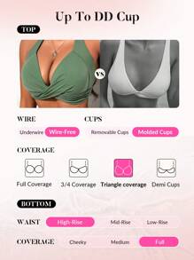 SHEIN Swim Summer Beach Criss Cross Front Push Up Bikini Set