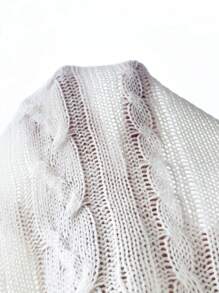 Breezaya Mẫu sọc Viền Ruffle Dệt kim chấm bi Áo len vest - trắng - Xem 5