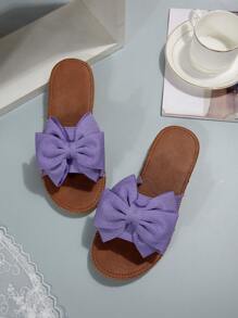 Fashion Purple Sandals For Women, Bow Decor Slide Sandals Valentines - Purple - View 4