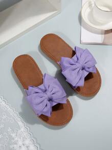 Fashion Purple Sandals For Women, Bow Decor Slide Sandals Valentines - Purple - View 6