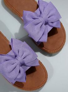 Fashion Purple Sandals For Women, Bow Decor Slide Sandals Valentines - Purple - View 7