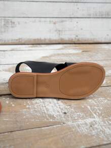 Xăng-đan quai chéo quai chéo thời trang cho nữ màu đen thanh lịch - màu đen - Xem 3