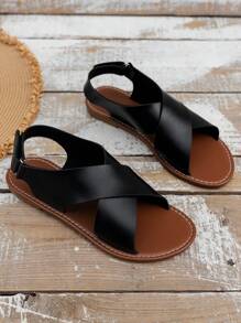 Xăng-đan quai chéo quai chéo thời trang cho nữ màu đen thanh lịch - màu đen - Xem 6