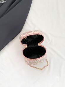 Girls Bow Decor Quilted Chain Bucket Bag - Pink - View 4