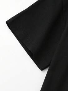 SHEIN Girls 100% Cotton Solid Tee Dress - Black - View 5