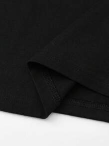 SHEIN Girls 100% Cotton Solid Tee Dress - Black - View 6