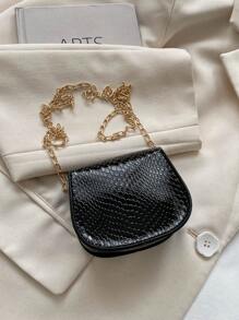 1入組時尚兒童兒童PU皮革單肩包迷人女嬰迷你鏈條零錢包可愛公主斜挎包短皮夾 - 黑色 - 查看 2