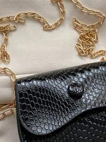 1入組時尚兒童兒童PU皮革單肩包迷人女嬰迷你鏈條零錢包可愛公主斜挎包短皮夾 - 黑色 - 查看 4