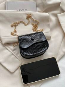 1入組時尚兒童兒童PU皮革單肩包迷人女嬰迷你鏈條零錢包可愛公主斜挎包短皮夾 - 黑色 - 查看 5