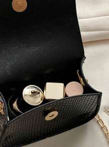 1入組時尚兒童兒童PU皮革單肩包迷人女嬰迷你鏈條零錢包可愛公主斜挎包短皮夾 - 黑色 - 查看 6