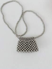 1 件女童兒童珍珠配件串珠翻蓋可愛公主時尚迷你兒童單肩包適合春夏搭配衣服或日常使用 - 銀色 - 查看 2