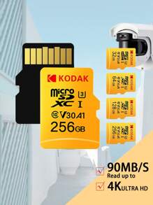 1st 32GB 64GB 128G 256G Ultra MicroSDXC UHS-I-minneskort, UPP TILL 100MB/S, C10, Full 4K HD, A1 - Gul - Visa 1