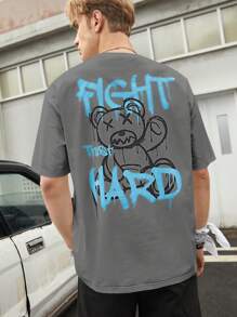 Manfinity RebelGame Áo thun & Áo lót Nam Hoạt hình Slogan Giải trí - Xám - Xem 1