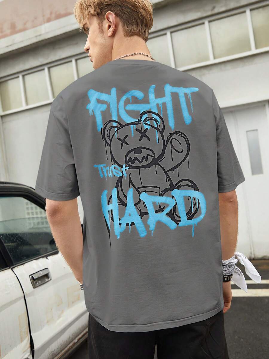 Manfinity RebelGame Áo thun & Áo lót Nam Hoạt hình Slogan Giải trí - Xám - Xem 1