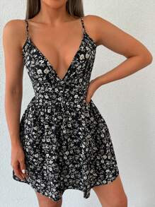 RueChic Cami Kleid mit Blume Muster, - Schwarz - Übersicht 5
