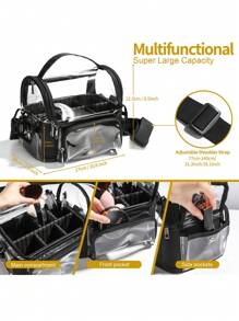 1 Túi đựng đồ trang điểm dung lượng lớn chống thấm nước PVC trong suốt - màu đen - Xem 2