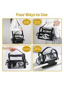 1 Túi đựng đồ trang điểm dung lượng lớn chống thấm nước PVC trong suốt - màu đen - Xem 3